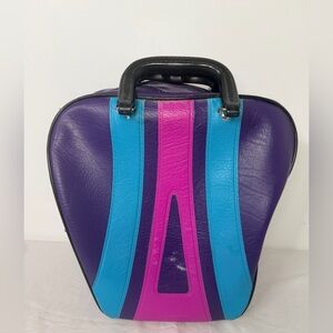 Vintage Brunswick Retro Bowling Bag Statement Purse Purple Pink Y2K